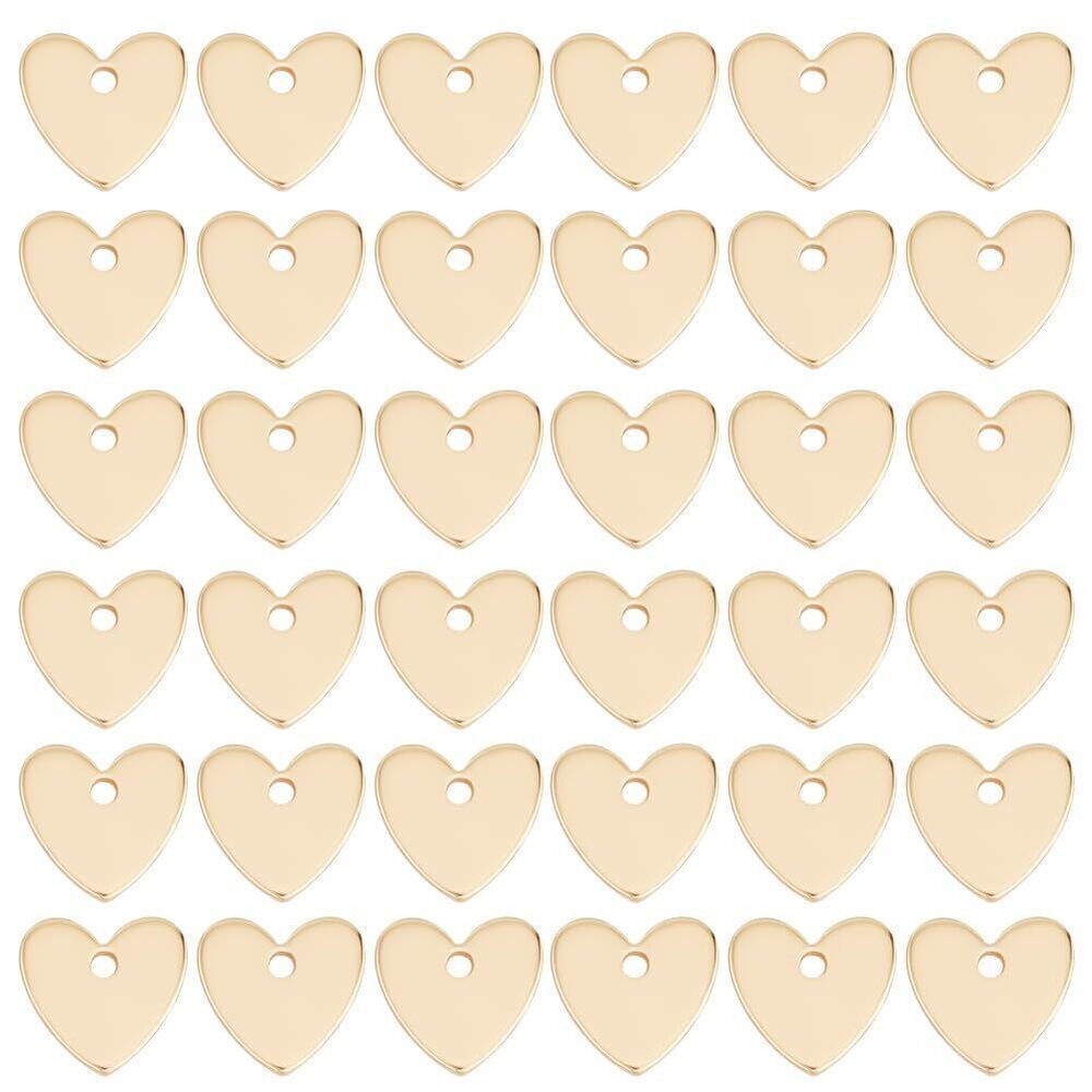 1951 1 Box 50Pcs 18K Gold Plated Heart Charms 8x8mm Tiny Love Pendants